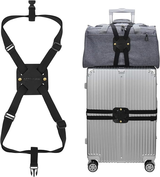 lapinche Luggage Straps, Bag Bungee, Luggage Bungee, Luggage Straps Suitcase Adjustable Belt, Adjustable and Portable Travel Suitcase Accessory (Black)