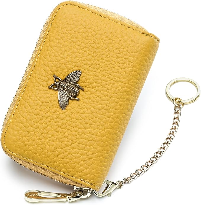 imeetu RFID Credit Card Holder, Small Leather Zipper Card Case Wallet for Women
