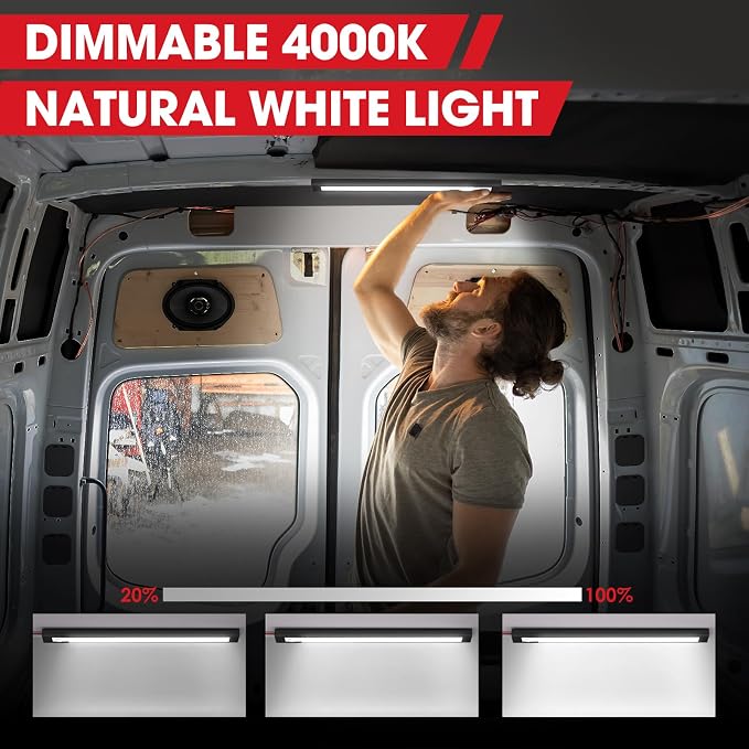 12V LED Light, Enclosed Trailer Light, 12 Volt Lights, 12v LED Lighting for RV Interior, Strip Lights for Trailer, Cargo, Truck, Van, Shed, RV(8Pack, 4000K, Black)