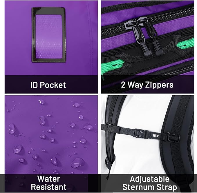 MIER Large Duffel Backpack Sports Gym Bag with Shoe Compartment, Heavy Duty and Water Resistant, Purple, 90L