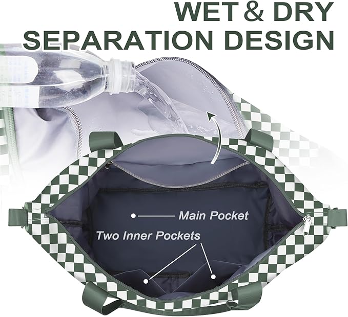 WOOMADA Weekender Bag for Women, Travel Duffel Bags with Shoe Compartment & Wet Pocket, Personal Item Bag for Airlines