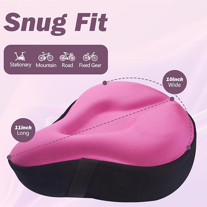 Zacro Bike Seat Cushion - Gel Padded Bike Seat Cover for Men Women Comfort, Extra Soft Exercise Bicycle Seat Compatible with Peloton, Outdoor & Indoor Bike Saddles