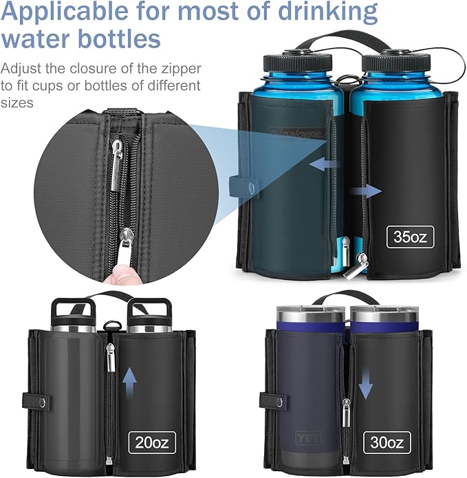 Luggage Cup Holder Travel Drink Bag for Suitcase Portable Foldable Luggage Drink Caddy with Handle, Fits Roll on Suitcase Handle, Gifts for Flight Attendants Creative Travel Accessories (Black)
