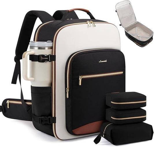 LOVEVOOK 56L Travel Backpack for Women & Men, Airline Approved Carry On Luggage with 3 Packing Cubes, TSA Overnight Bags, Waterproof Personal Item Bag, Weekender Essentials Backpacks fits 17" Laptop