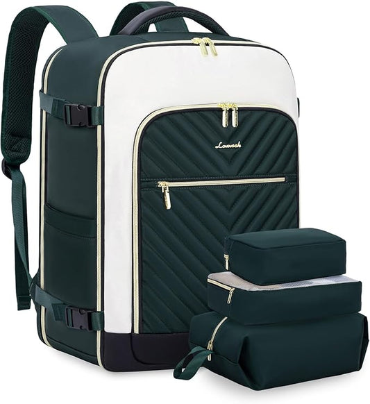 LOVEVOOK Large Travel Backpack for Women, TSA Carry on Backpack for Airplanes, 40L Personal Item Travel Bag for Women fits 17" Laptop,Waterproof Carry on Bag Airplane Approved with 3 Packing Cubes