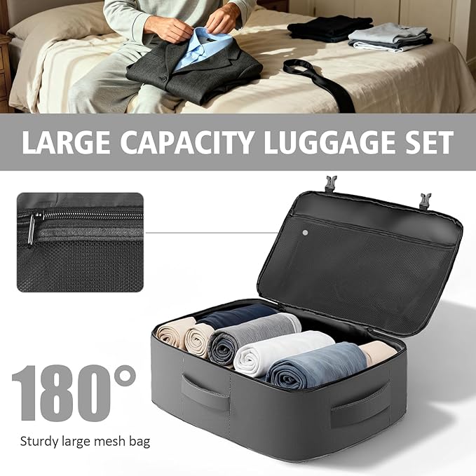 Travel Backpack, Extra Large 50L Flight Approved Carry on Backpack, Expandable Waterproof Business Suitcase Daypack Big Bag Fits 18.4 Inch Laptop, Grey
