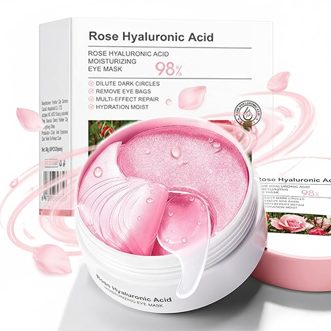 Eakroo Rose Eye Masks - 60 PCS Under Eye Patches for Puffy Eyes and Dark Circles Treatments - Hydrating Eye Mask Skincare, Eye Gel Pads for Eye, Reduce Wrinkles and Fine Lines, Improve Eye Skin