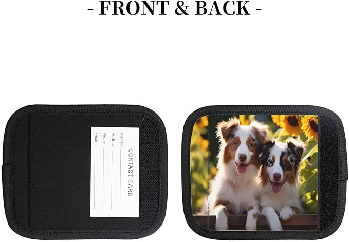 Luggage Handle Wraps Animal Dog Sunflower Luggage Identifiers Soft Neoprene Luggage Handle Wraps For Suitcase Trolley Handle Grip Cover 2 Pack Luggage Tags
