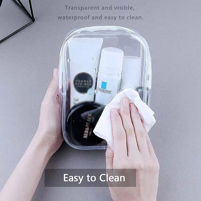 Buminee Clear Pouch, Makeup Bag, 6.6"x2.3"x4.7" TSA Approved Toiletry Bag-1 Pack All Clear