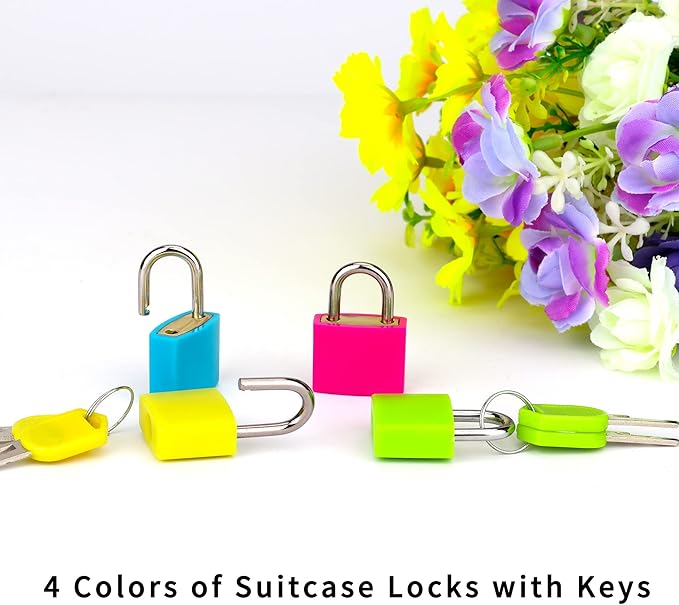 4 Pcs Suitcase Locks with Copper Keys Protect Your Belongings with Febwind's Set of 4 Mini Padlocks Multicolor Durable Locks for Suitcases Backpacks Boxes Cabinet and Laptop Bags
