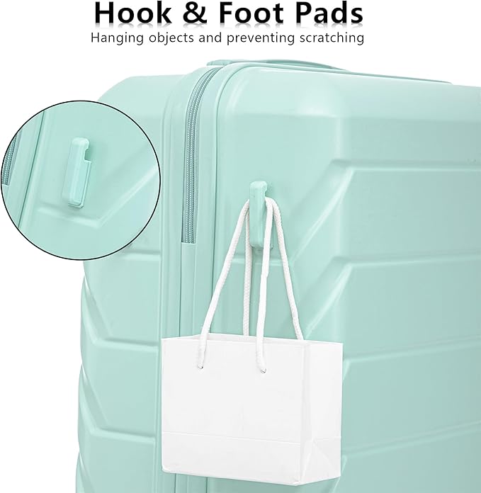 Merax Luggage Sets 3 Piece, Hardshell Suitcase with Lock Double Spinner Wheels, Green, 20/24/28 Inch
