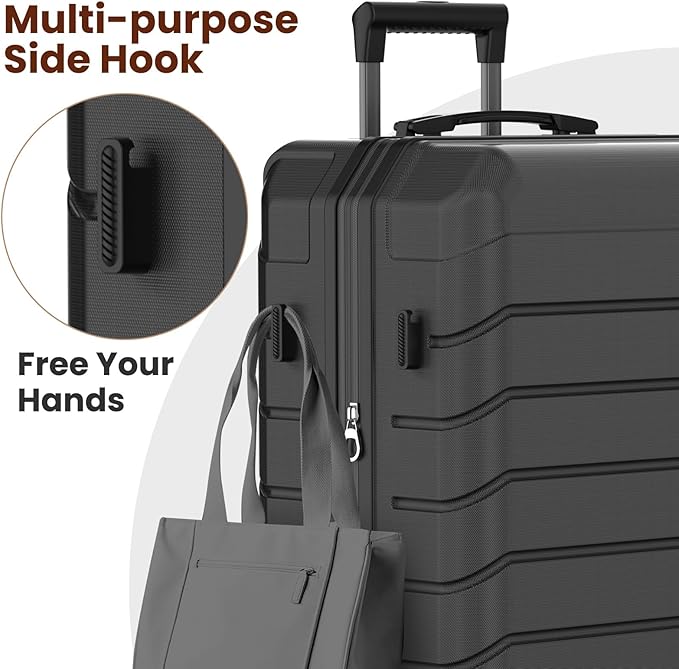 Luggage Sets 3 Piece, Hardside Carry On Suitcase with Spinner Wheels, Lightweight Durable Luggage for Travel | TSA Lock, Expandable Suitcase Set for Men and Women（20/26in） (Black)