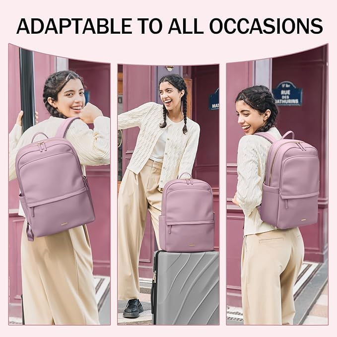 GOLF SUPAGS Women Laptop Backpack Casual Daypack for Work Travel College Backpack Purse Fits 15.6 Inch Notebook (Pinkish Purple)