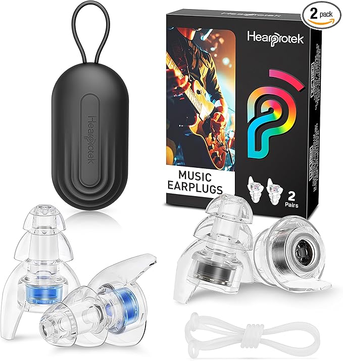 Hearprotek Concert Ear Plugs, 2Pairs Reusable high Fidelity Musician Ear Plugs for Concerts Loud Music-Noise Reduction Ear Protection earplugs for Rave,Festival,Music,Tinnitus Relief