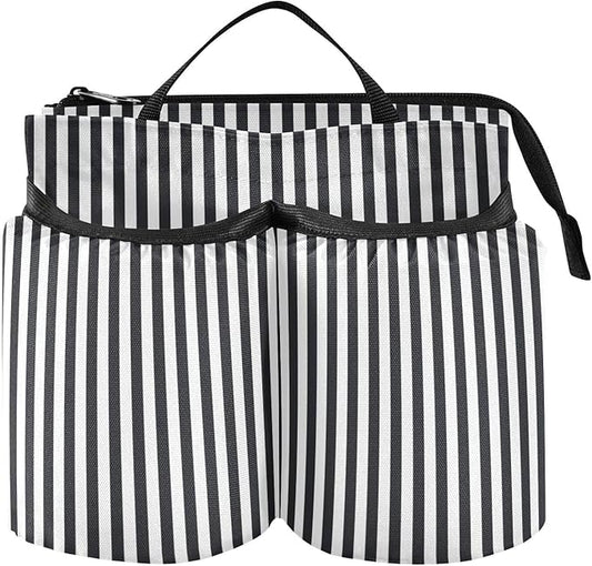 Luggage Cup Holder for Suitcases Free Hands Travel Cup Holder Portable Suitcase Cup Drink Holder Luggage Cup Caddy Bag Carrier Black and White Stripes