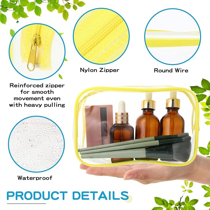 Weewooday 12 Pieces Clear Makeup Bags Cosmetic Storage Bags PVC Zipper Pouches Travel Waterproof Makeup Plastic Case for Women Organizing Toiletries Traveling Bathroom