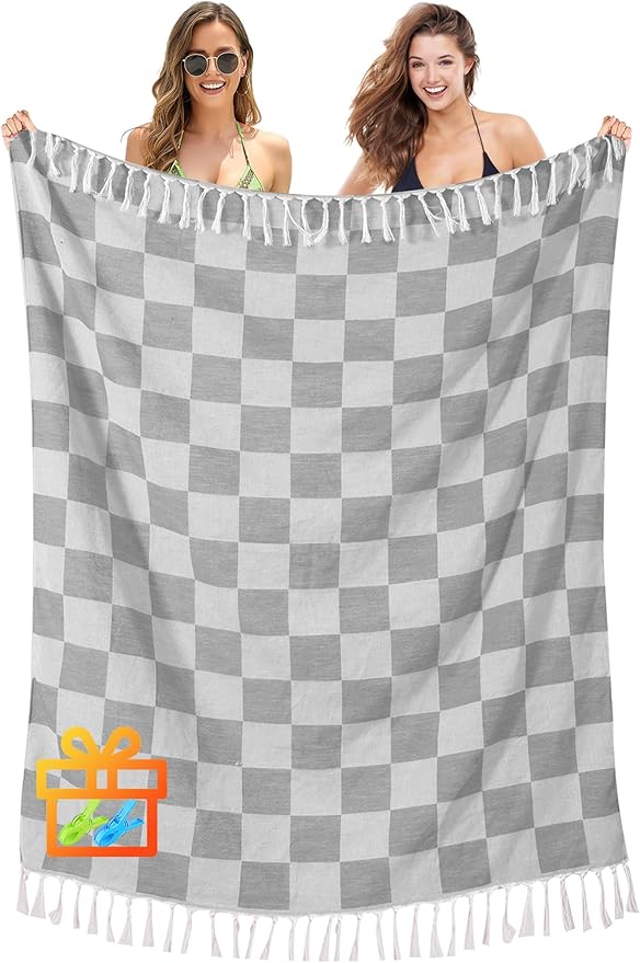 Antfuny Giant Beach Towel Blanket Autumn Outing Stuff for Women & Men Road Trip Camping Gear Ship Cruise Gear Must Haves Large L Gray Plain Pattern Airplane Accessories Travel Gadgets Yard Mat