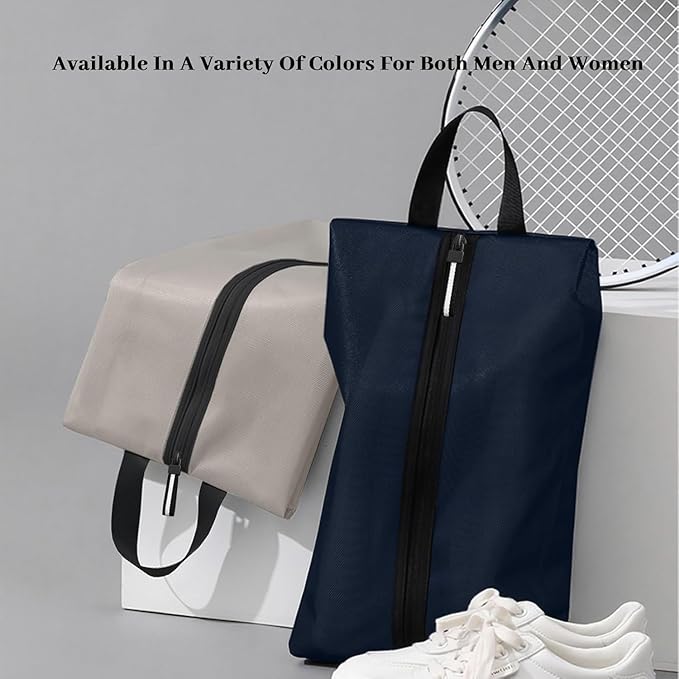 Shoe Bags for Travel, Set of 2 Pack Shoe Travel Bags for Packing, Large Waterproof Portable Travel Shoe Bag with Zipper Travel Essentials Women for and Men (Navy Blue, 2-Pack)