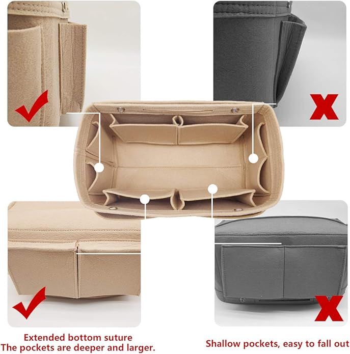 LEXSION Felt Purse Organizer Insert - Multi Pocket Bag in Bag Organizer Shaper