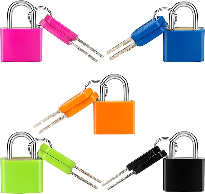 5 Pcs Suitcase Locks with Copper Keys Protect Your Belongings with Febwind's Set of 5 Mini Padlocks Multicolor Durable Locks for Suitcases Backpacks Boxes Cabinet and Laptop Bags