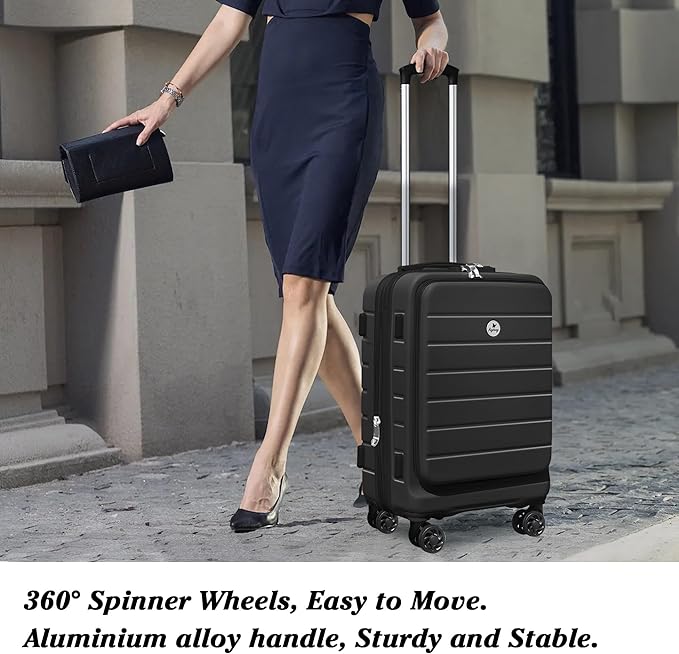 Classic 3-Piece Luggage Set with TSA Lock, PC+ABS Durable Lightweight Suitcase with Spinner Wheels, Hardshell Expandable Carry-On Luggage for Business Family Travel, 20/24/28 inch, Black