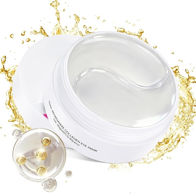LAVONE Eye Mask - 30 Pairs Snail Under Eye Patches Skin Care Products - Eye Masks Skincare for Dark Circles and Puffiness, Reduce Wrinkles, Eye Bags and Fine Lines, for Women and Man - White