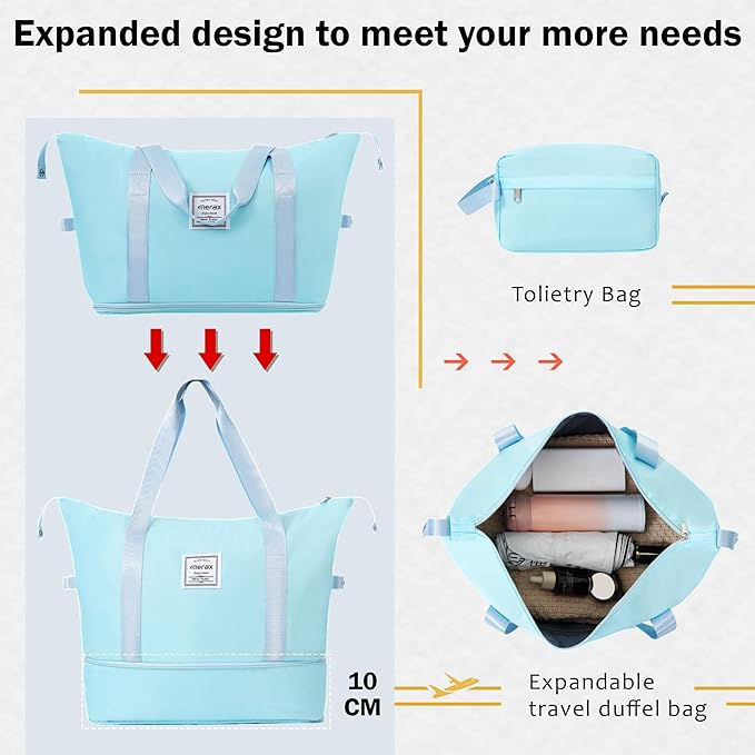 Merax Luggage Sets 2 Piece Suitcase Set, Hardshell 20 IN & 28 IN Suitcase Set with Duffel Bag, Travel Suitcases with Spinner Wheels and TSA Lock(Light Blue)