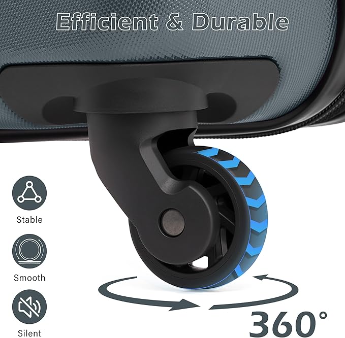 Coolife Medium Checked Luggage Hardside PC+ABS Suitcase with TSA Lock, Lightweight Rolling Carry On with Spinner Wheels(Teal, 24in)
