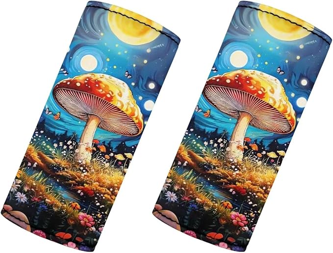 BIGCARJOB Mushroom Luggage Handle Cover Replacement 2 Pcs Moon Mushroom Suitcase Identifier Protective Cover Trolley Case Grip Travel Luggage Handle Wrap Luggage Accessories
