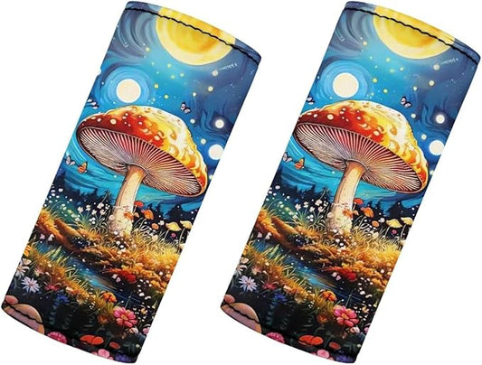 BIGCARJOB Mushroom Luggage Handle Cover Replacement 2 Pcs Moon Mushroom Suitcase Identifier Protective Cover Trolley Case Grip Travel Luggage Handle Wrap Luggage Accessories
