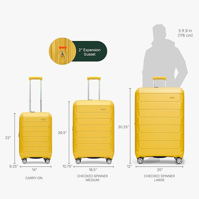 Traveler's Choice Pagosa Hardshell Expandable Luggage with Spinner Wheels, Yellow, 2-Piece Set (22/26)