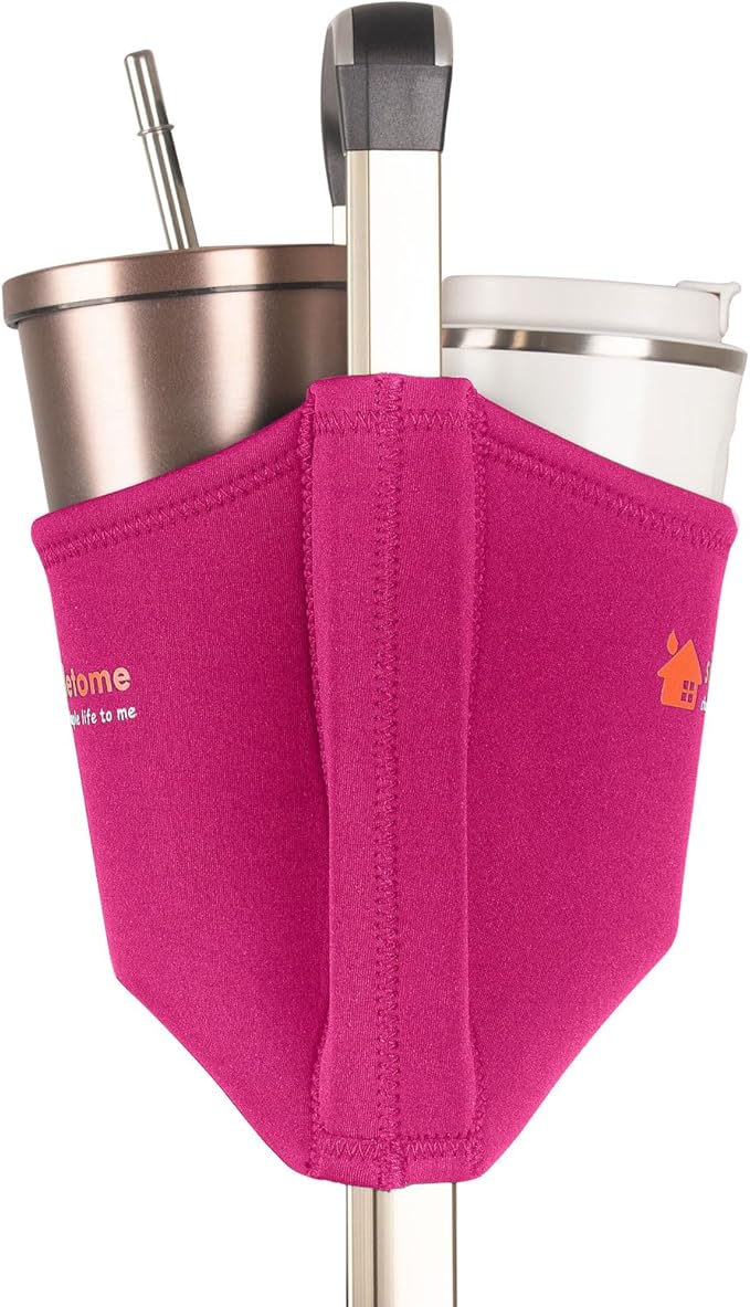 simpletome Luggage Travel Cup Holder Hands-Free Drink Caddy Attachment Drinks Carrier for Drink Beverages Coffee Mugs (Red)