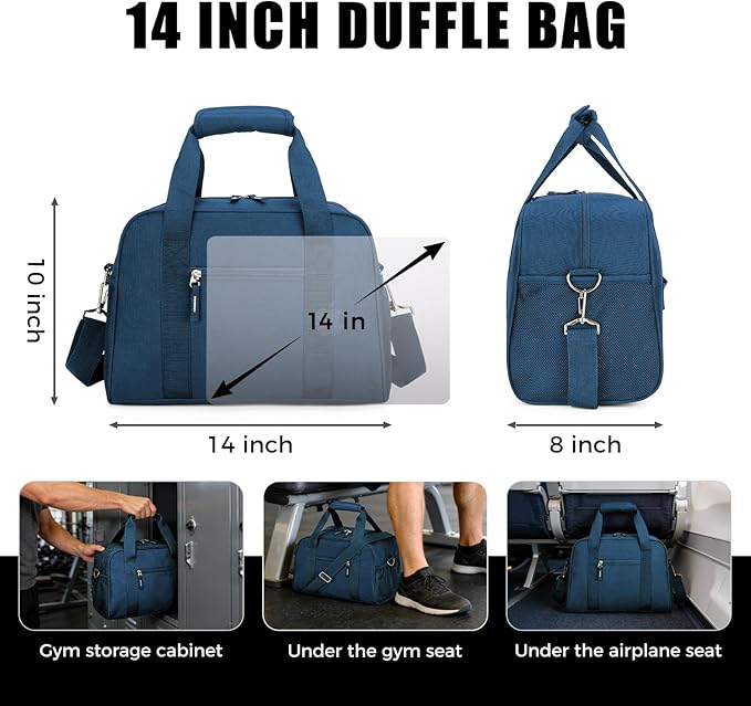 SeaRock 14 inch Small Gym Bag for Men & Women, Mini Duffle Bag for Travel Sports, Lightweight Carry On Duffel Bag, Navy Blue