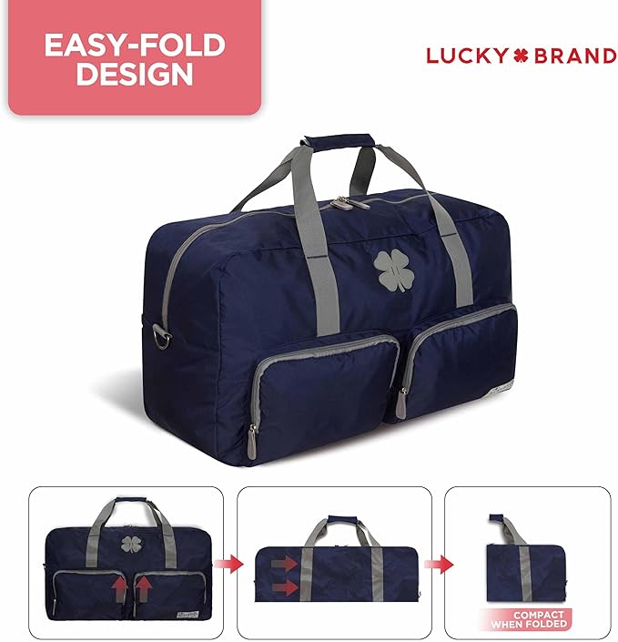 Lucky Travel Duffel Bags 115L, Gym Bag, Travel Bag & Large Duffle Bag for Men, Foldable Overnight Weekender Bags for Women & Men with Adjustable Shoulder Strap, Navy