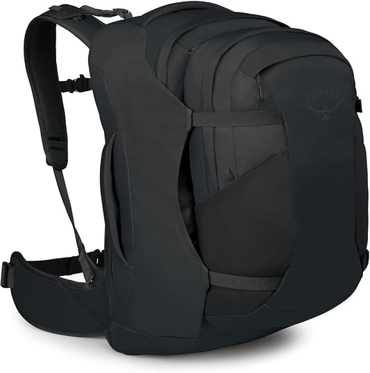 Osprey Farpoint 55L Men's Travel Backpack - Carry On Bag with Personal Item Sized Detachable Daypack, Black, Extended Fit