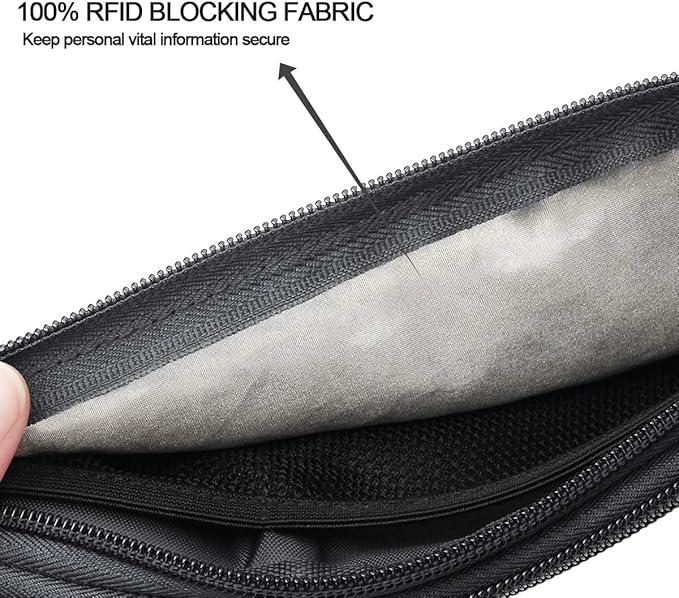 Ryaco Money Belt, Slim Passport Holder RFID Blocking Hidden Wallet Travel Essentials Pouch for Women Men With Adjustable Strap Waist Bag to Protect Cash, Credit Cards and Documents