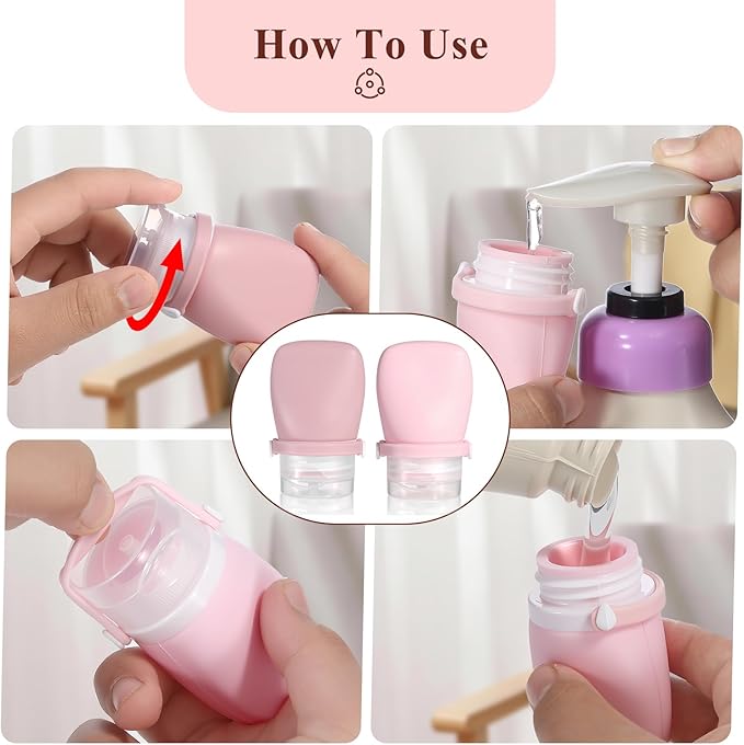 6pcs Silicone Travel Bottles,Refillable 1 oz Travel Bottles,Good Size for Travel,Gym Sessions,Picnic,Easy Fill and Leak Proof Travel lotion Container,for Tomato Sauce,Conditioner,Body Wash,Dishwas
