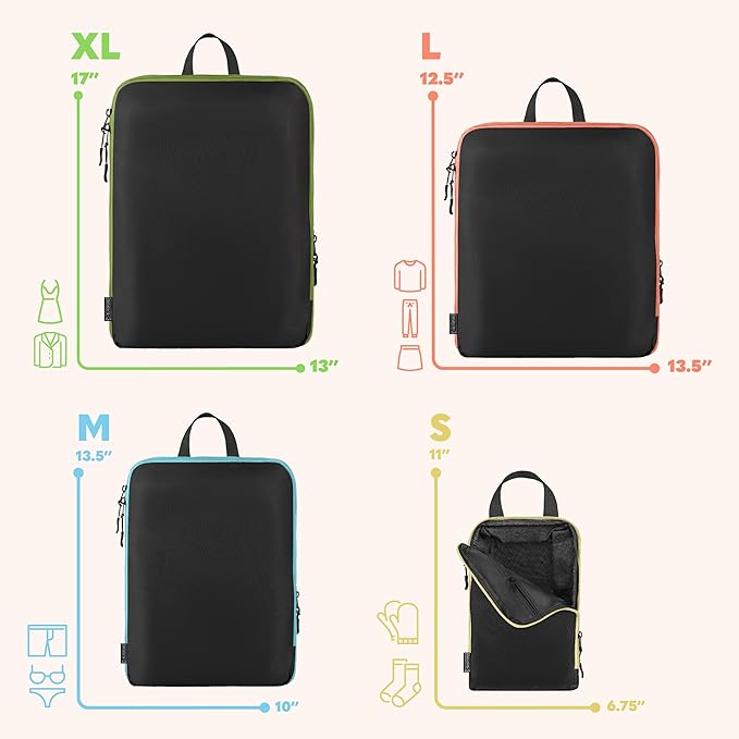 Compression, 4 Set/6 Set Packing Cubes for Carry on Suitcase, Organizer Bags Set