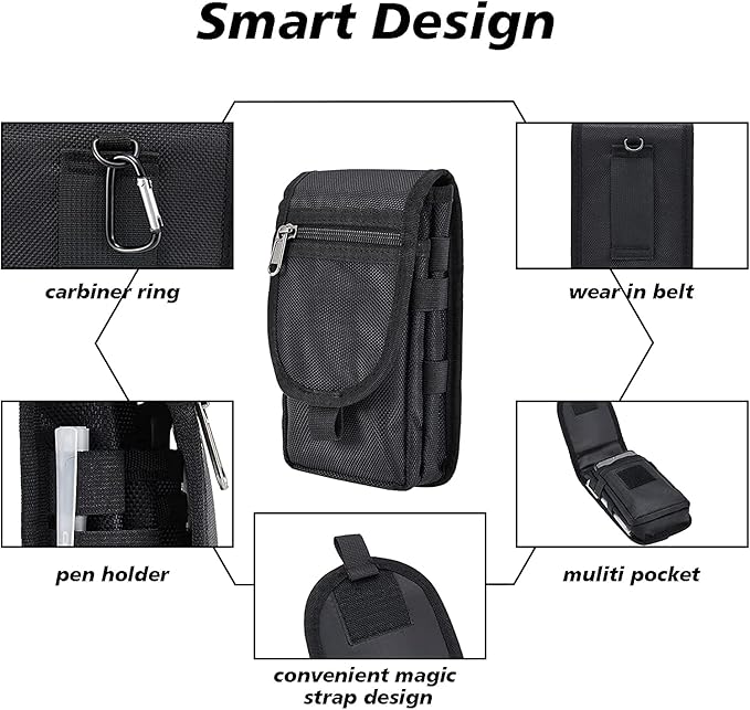 Dual Phone Holster,Phone Belt Pouch,Tactical Cell Phone Holster,Molle Carrying Case,Large Smartphone Pouch,Belt Clip Tool Pouch,Multi-Purpose Cellphone Holder for Hiking,Camping,Working