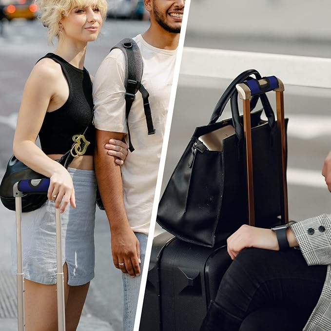 5 Pcs Neoprene Luggage Handle Wrap Handle Grip Luggage Tags Identifier Hollow Design for Push-Button, Bright Luggage Markers for Airport Travel Luggage Suitcase Trolley Case