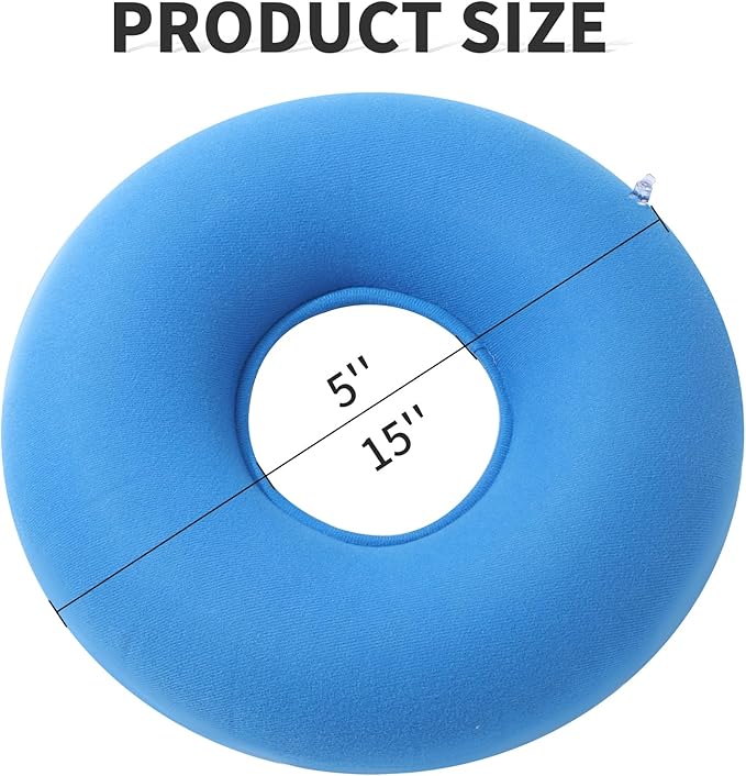 2 Pack Inflatable Donut Pillow Ring Seat 15 Inch Round Portable Donut Cushion Pillow for Home Office Chair Wheelchair Car, 2 Colors