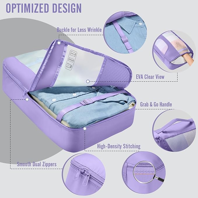 Veken 10 Set Packing Cubes for Travel Essential, Suitcase Organizer Bags in 4 Sizes, Carry-On Luggage Accessories with Large Laundry & Hanging Toiletry Bag, Must-Have for Airplane, Road Trip & Camping
