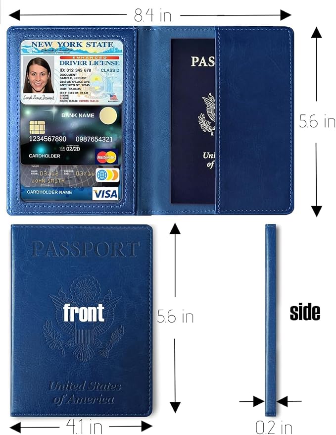 Sizobi Passport Holder for Travel Men, RFID Blocking Passport Covers Case Wallet Card Slot, International Travel Must Haves Travel Accessories for Women, Cruise Ship Essentials Travel Gifts, Navy Blue