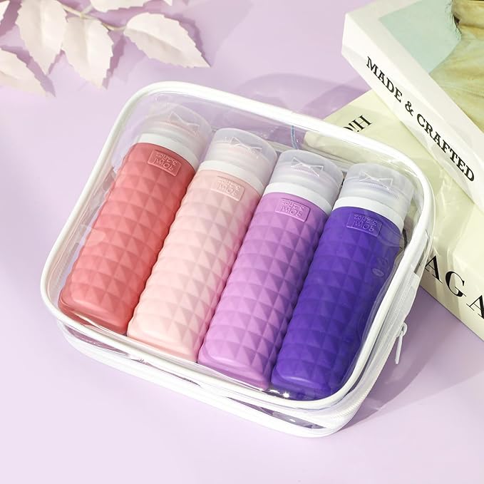 Travel Bottles for Toiletries, TSA Approved Travel Size Containers, Leak Proof Silicone Shampoo Bottles, Small Toiletry Containers with Bag for Shampoo Conditioner Lotion