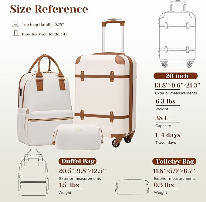 Coolife Luggage Set 3 Piece Suitcase Set Carry On Luggage Hardside Luggage TSA Lock Spinner Wheels Telescopic Handle (Black, 3 piece set (BP/TB/20))