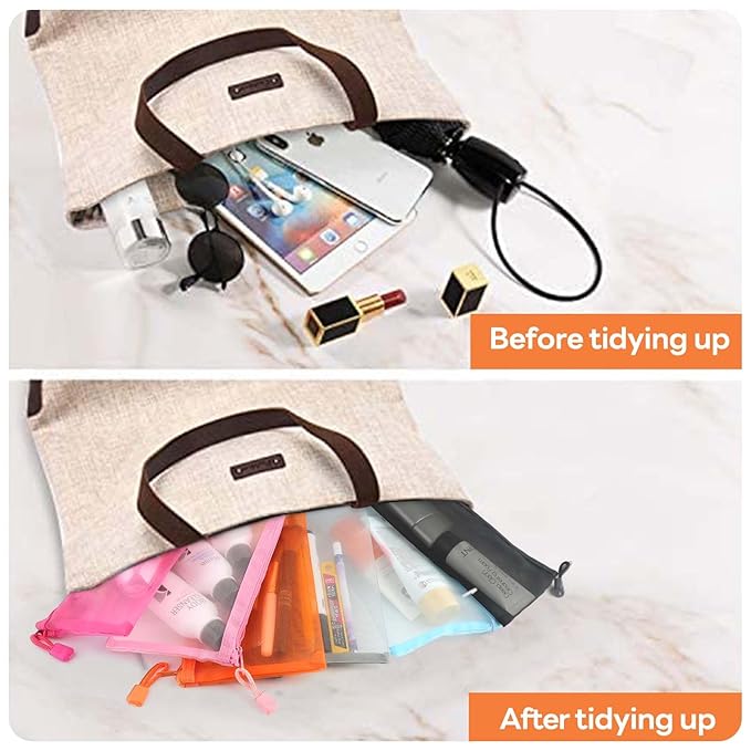 EASYFUN 6 Pieces Multipurpose Mesh Cosmetic Bag With Zipper Portable Travel Organizing Zipper Pouch Toiletries Makeup Pouches For Home Travel Accessories Pencil Case