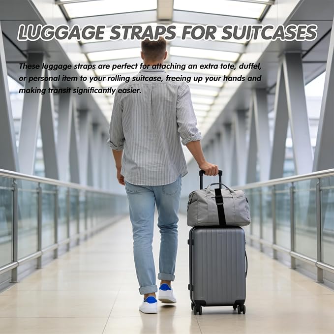 2Pcs Luggage Straps for Suitcases, Adjustable Luggage Connector Straps, Luggage Straps Bag Bungee, Add a Bag Easy to Travel Suitcase (Rainbow)