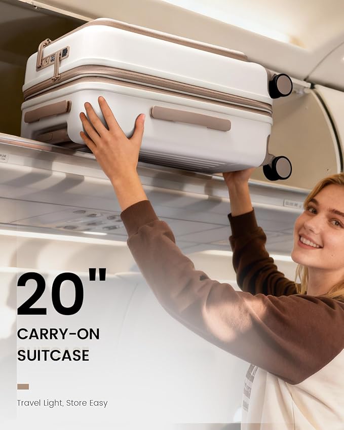 LOVEVOOK Carry On Luggage 22x14x9 Airline Approved, Expandable Hard Shell Suitcase with Spinner Wheels, USB Charging Port & Front Pocket, PC Hardside Rolling Luggage with TSA Lock for Travel