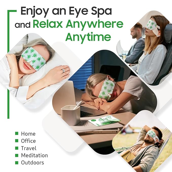 20 Packs Steam Eye Mask, Heated Eye Mask Warm Compress for Eyes, Disposable Self Heating Steam Mask Sleep, Spa, Travel Essentials & Relaxation Gifts for Women, Stocking Stuffers (Lemongrass)