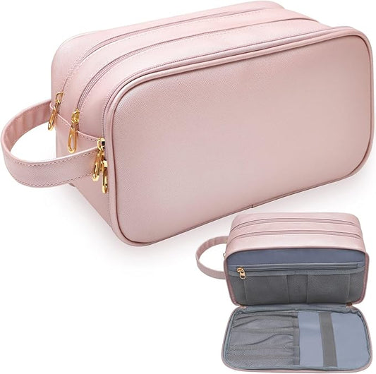 BAIMAY Large Toiletry Bag for Women, Pink Travel Makeup Organizer, Water-Resistant Cosmetic Dopp Kit with Compartments, Ideal Gift for Girls & College Dorm Essentials
